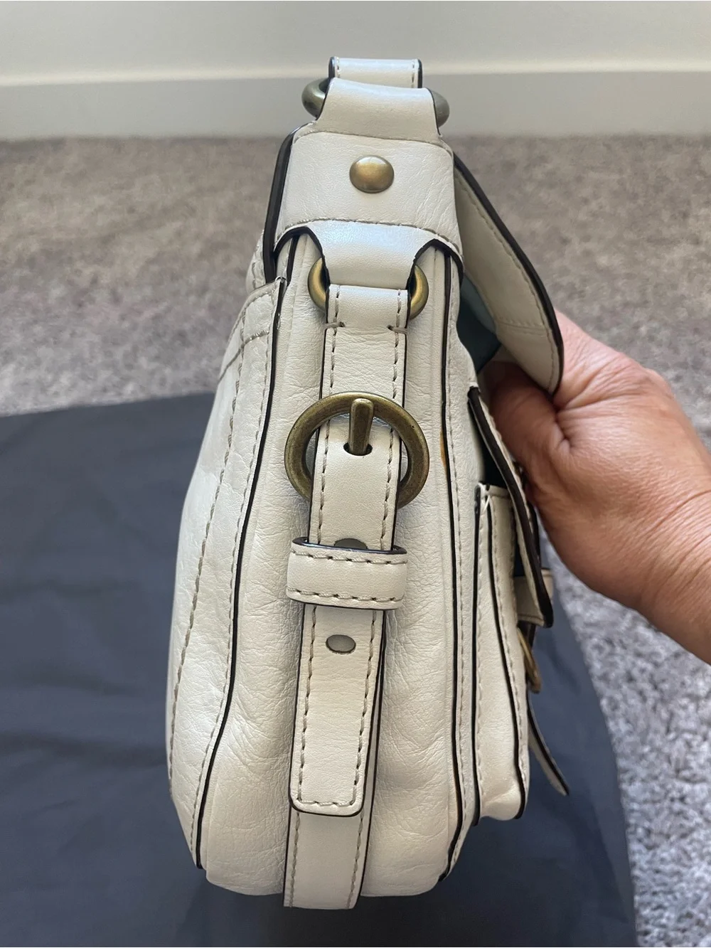 Coach Legacy Garcia Buckle Ivory leather Shoulder Bag (Preowned)